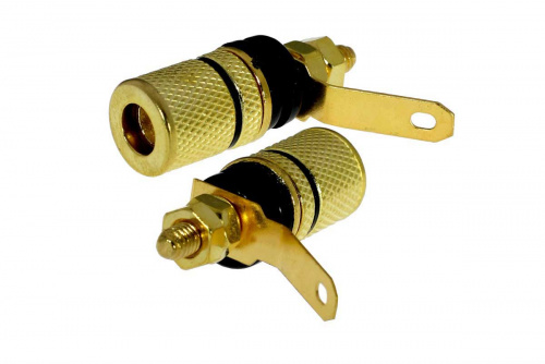 Разъем БАНАН гнездо металл GOLD 35мм М4 с изолятором на корпус красный Разъем БАНАН гнездо металл GOLD 35мм М4 с изолятором на корпус красный