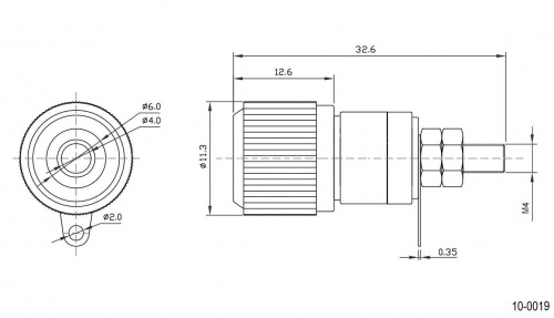 Номинальное напряжение : 30 (AC); 60 (DC) В
Максимальный ток : 24 А
Способ монтажа : на панель
Диаметр : Ф11,3 мм
Диаметр контакта : 4,0 мм
Длина : 32,6 мм
Материал : изолятора - ABS
Цвет : красный фото 2 Разъем "Банан" гн.пластик Ni красный 45 mm фото 2