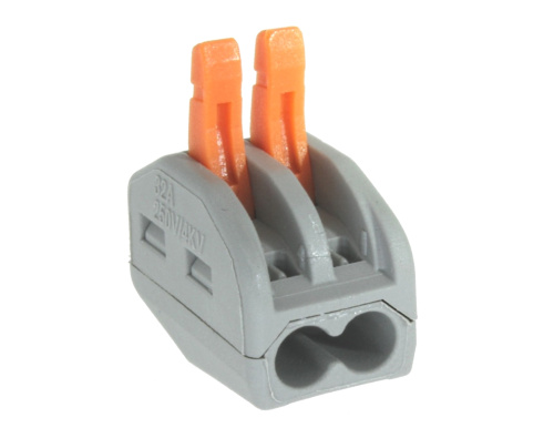 Тип : строительно-монтажная зажимная клемма
Количество клемм : 2
AWG 28-12
Сечение провода : 0,75...4,0 мм2
Номинальное напряжение : (AC) 250 В
Номинальный ток : 24 А
Сопротивление изоляции, не менее : 500 (при Uисп.dc=500 В) МОм
Максимальное напряжение : 2000 (AC)/ 500(DC) В
Материал : корпус - пластик PA-66 (UL94V-0) ; пружина - нерж. сталь 0,4 мм
Усилие : прижима - 8...10 кг
Диапазон рабочих температур : -40...+105 °С
Высота : 14,5 мм
Ширина : 12,4 мм
Глубина : 20,5 мм фото 2 Соединитель проводов зажим 4,0 кв.мм 2-х контактный WAGO Cu Клеммник 222-412 фото 2